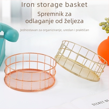 Metalni mrežasti organizator za stol s kružnom bazom – skladištenje nakita i grickalica