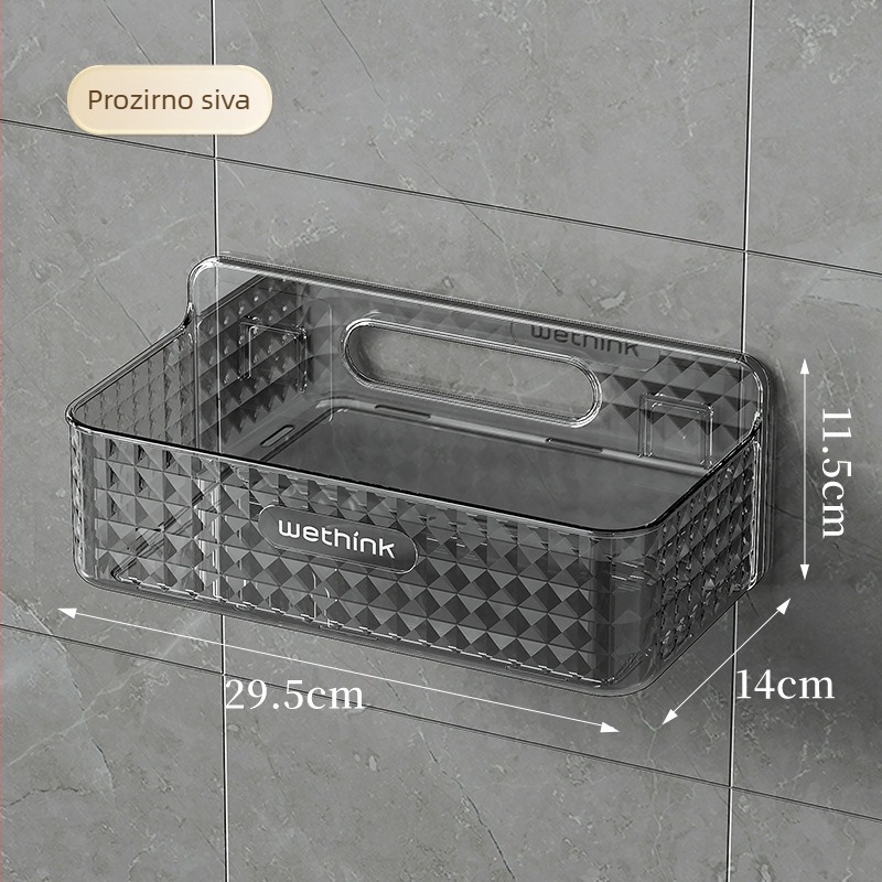 Zidni organizator bez bušenja za kupaonicu i kuhinju, PET kozmetička kutija 2L, višenamjenski