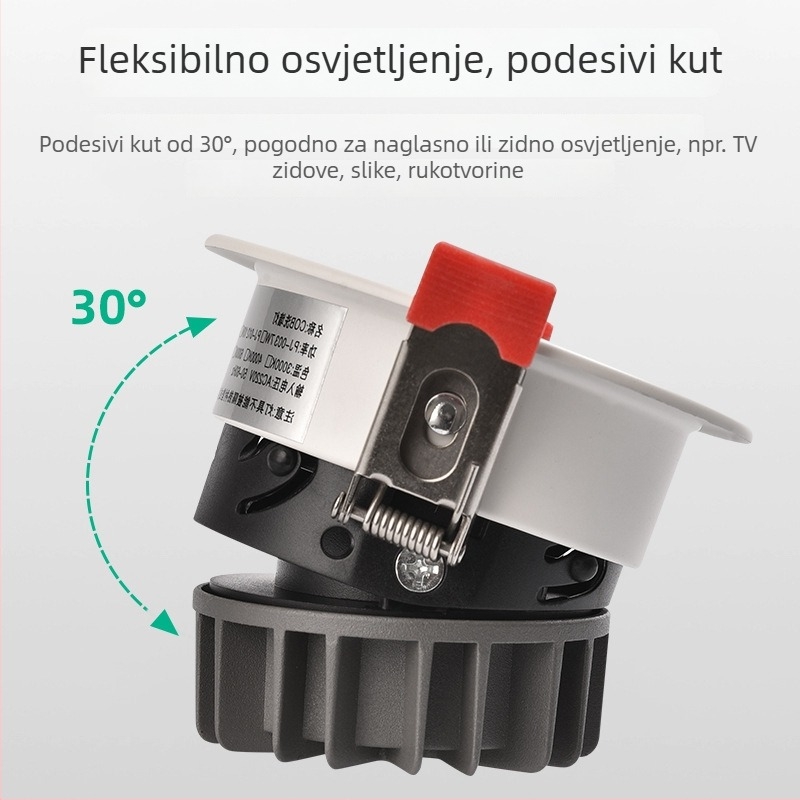 COB duboko anti-sjajna ugrađena usmjerena svjetiljka, bez glavne svjetlosti, LED stropna svjetiljka za dnevni boravak i hodnik