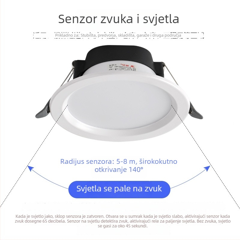 LED downlight s glasovnim upravljanjem, radarom i infracrvenim senzorom pokreta