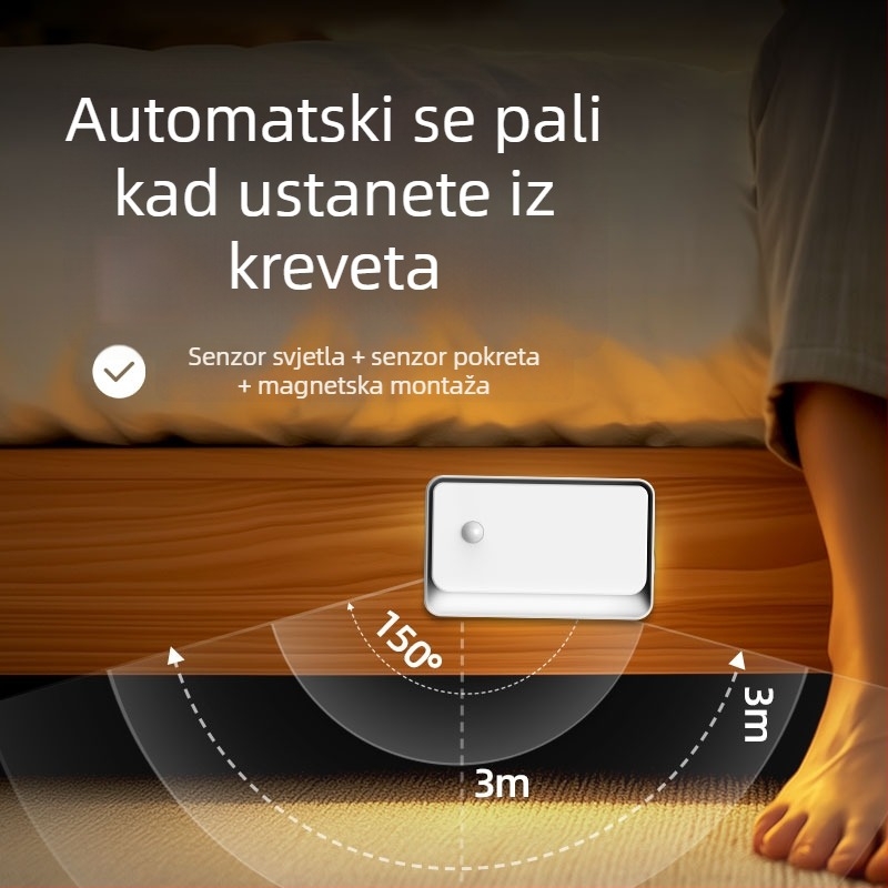 Pametna zidna svjetiljka sa senzorom pokreta za stepenice i hodnik, magnetsko pričvršćivanje, bez žica, punjiva noćna svjetiljka