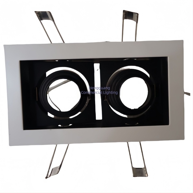 Dvostruka kvadratna LED Bullseye svjetiljka, kvadratna COB stropna svjetiljka s odvažnim rešetkastim dizajnom za hotele i trgovačke centre