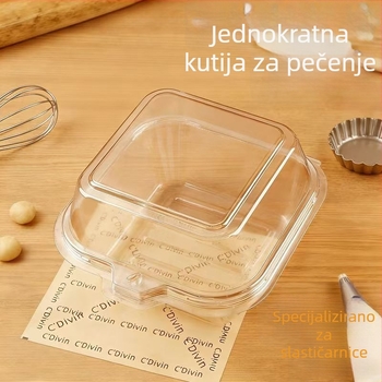 Prozirna kutija za obrok s maslacem i rižinim kolačem, ambalaža za mochi i lisnato tijesto, jednokratna debela kutija