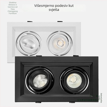 LED ugrađeni downlight s jednom, dvjema ili tri glavama, pravokutna rešetka, plafonsko svjetlo za dnevni boravak, novi model