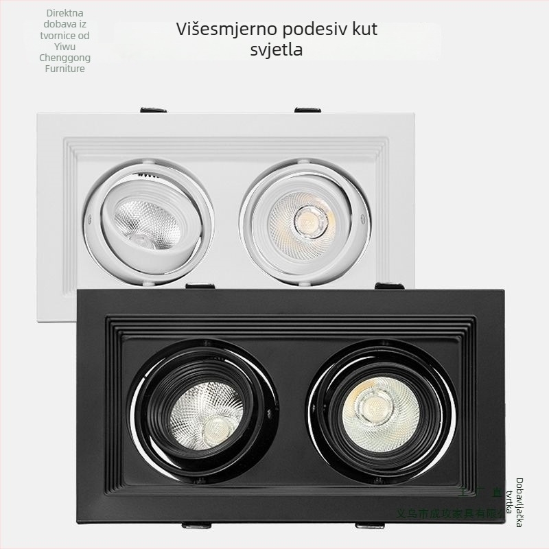 LED ugrađeni downlight s jednom, dvjema ili tri glavama, pravokutna rešetka, plafonsko svjetlo za dnevni boravak, novi model