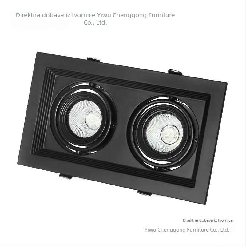 LED ugrađeni downlight s jednom, dvjema ili tri glavama, pravokutna rešetka, plafonsko svjetlo za dnevni boravak, novi model