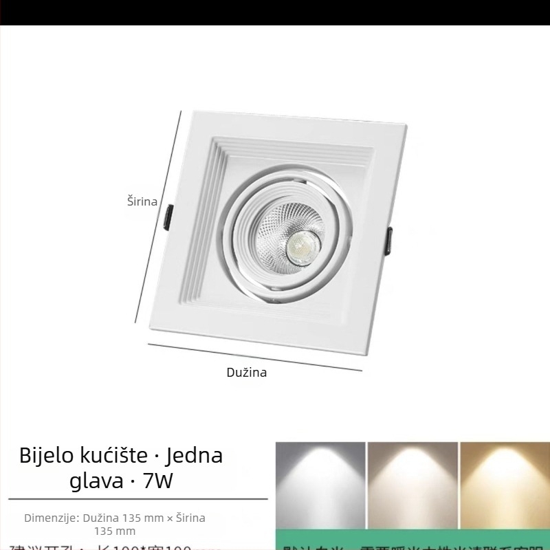 LED ugrađeni downlight s jednom, dvjema ili tri glavama, pravokutna rešetka, plafonsko svjetlo za dnevni boravak, novi model