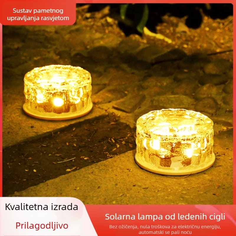 Solarna lampa u obliku ledene cigle za vanjsku upotrebu — vodootporna ambijentalna rasvjeta za stazu i stepenice, ukrasna dvorišna i vrtna noćna rasvjeta