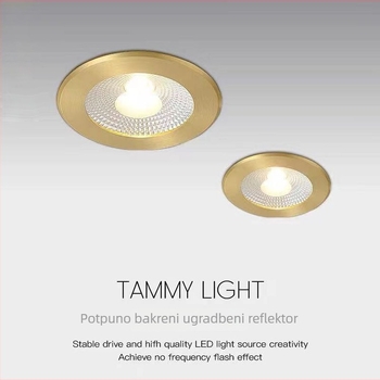 Ugradni LED downlight od čitavog bakra, s dizajnom bez glavnog svjetla, za dnevni boravak i hodnik, LED usmjereni reflektor, ugrađeno pozadinsko zidno svjetlo, skrivena montaža