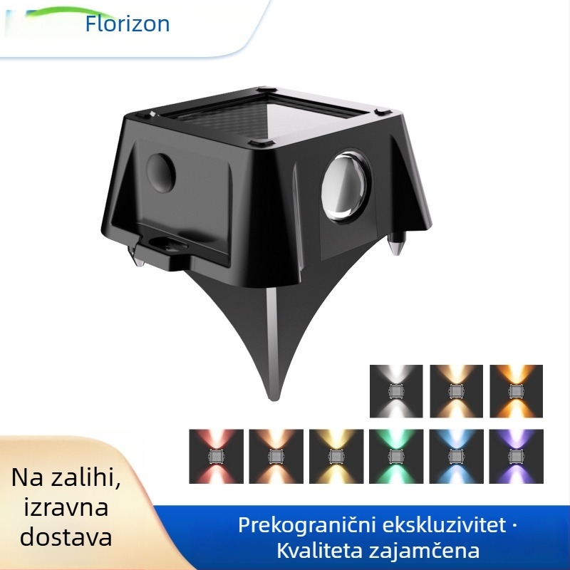 Solarno vanjsko ugradno svjetlo IP67, aluminijsko kućište, RGB ambijentalna rasvjeta dvorištu, vrtu i travnjaku