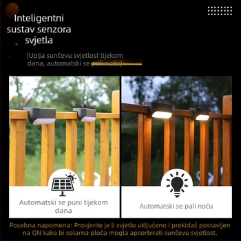 Solarna vanjska zidna svjetiljka za vrt, dvorište, balkon i stepenice – dekorativno ambijentalno osvjetljenje