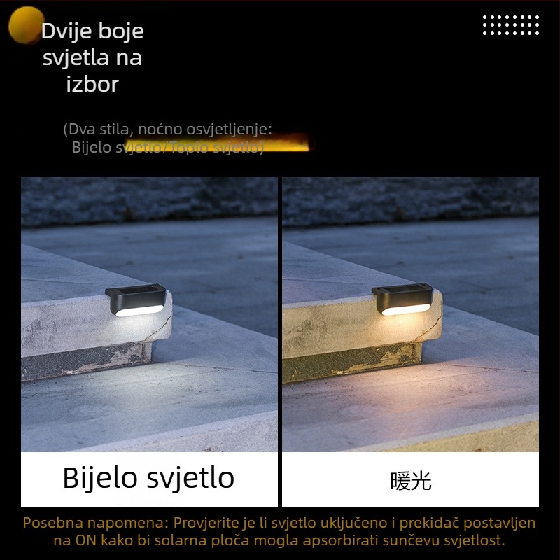 Solarna vanjska zidna svjetiljka za vrt, dvorište, balkon i stepenice – dekorativno ambijentalno osvjetljenje