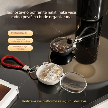 Kutija za nakit s odjeljcima za naušnice, prstene i lančiće; mini prozirna torbica za putovanja