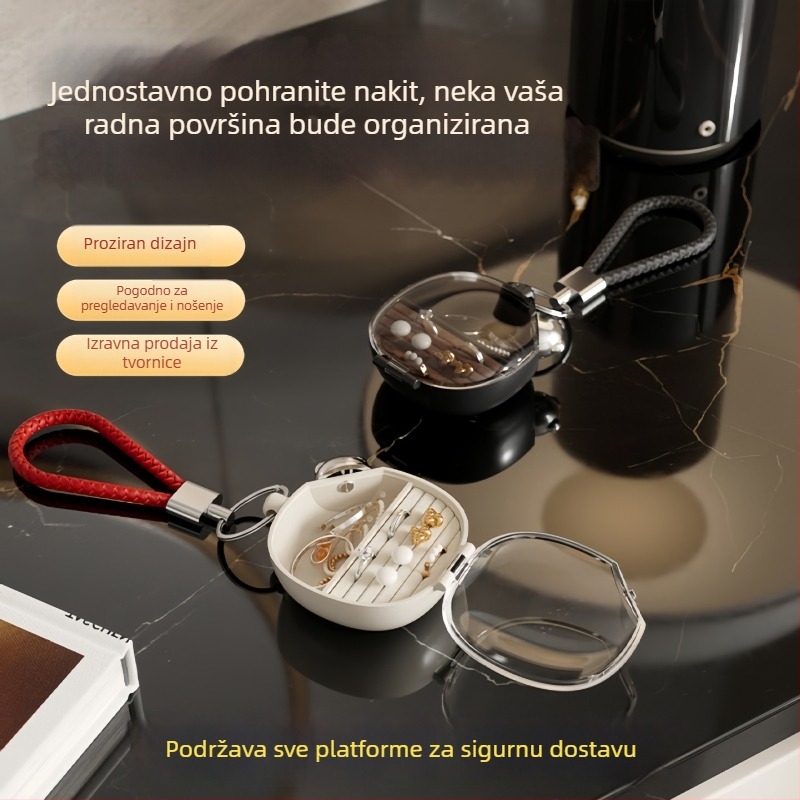 Kutija za nakit s odjeljcima za naušnice, prstene i lančiće; mini prozirna torbica za putovanja