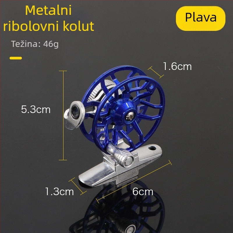 Sve-metalni ribolovni navijak s linijom i špulom, pogodan za fly fishing, ribolov na ledu i spinning