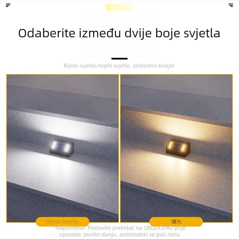 Solarna svjetla za stepenice za vanjsku upotrebu – vodootporno osvjetljenje stubišta i staza za vrt i dvorište