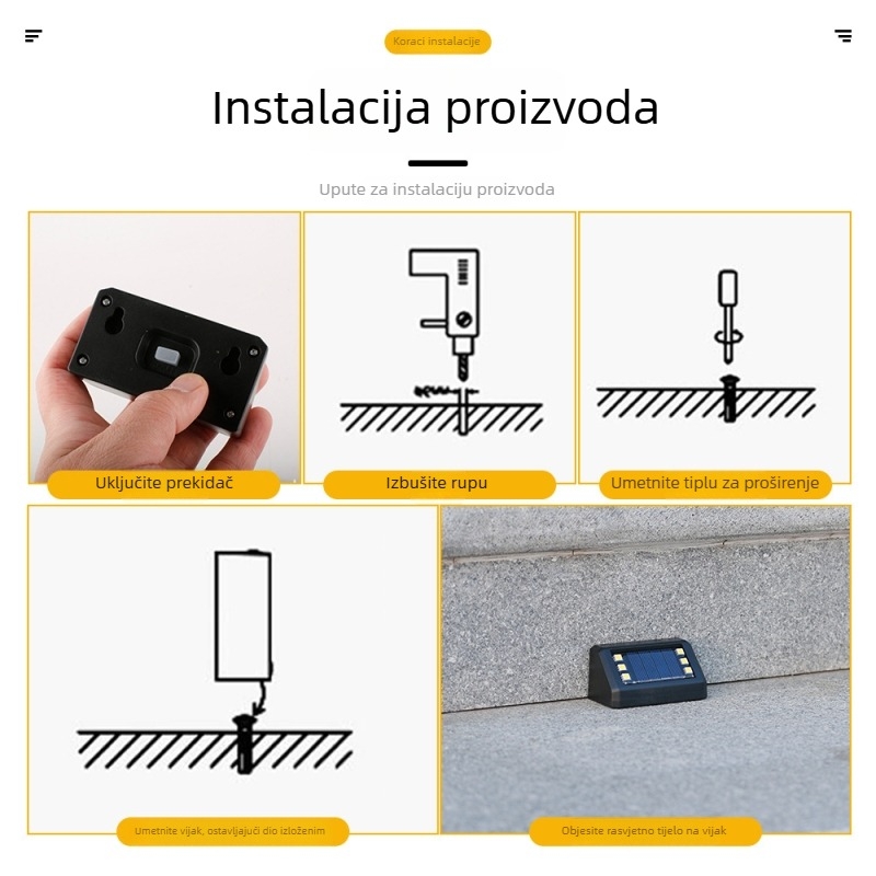 Solarna svjetla za stepenice za vanjsku upotrebu – vodootporno osvjetljenje stubišta i staza za vrt i dvorište