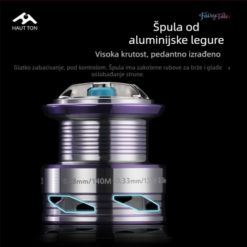Haoton mulineta za pecanje s 3+1 ležajevima, omjer 5.2:1, dvostruka ručka, mini mulineta