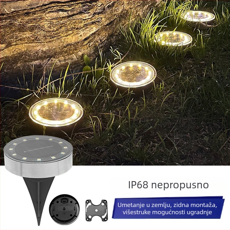 Dvostruko funkcionalno solarno ukopano svjetlo za dvorište, vodootporno IP68 LED vanjsko svjetlo za travnjak – ugradnja u zemlju ili na zid