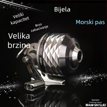Set za pecanje iz prakše s White Shark 39 i Black Shark 39, metalna špulja, zaštita za ruku, riblje darts, za vanjsku upotrebu