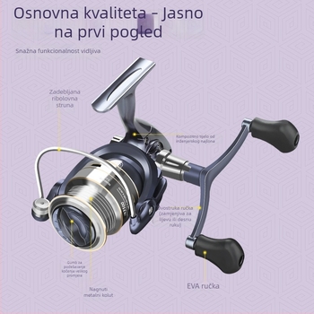FIASST Luya špinning kolut za ribolov s mikro Cup ležajem, dvostruki ručni dio, metalni mehanizam za duga bacanja