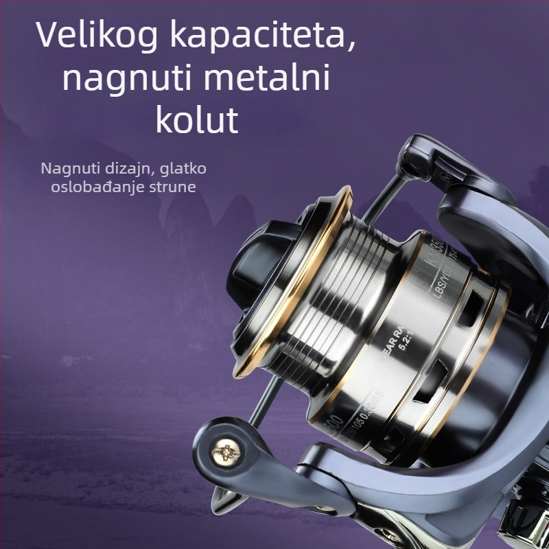 FIASST Luya špinning kolut za ribolov s mikro Cup ležajem, dvostruki ručni dio, metalni mehanizam za duga bacanja