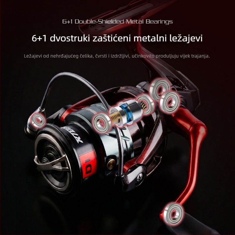 Rtblue D1 Spin kolut za pecanje s plitkim bubnjem za duga bacanja, sveobuhvatna visoko čvrsta glavna osovina, metalni ležaje