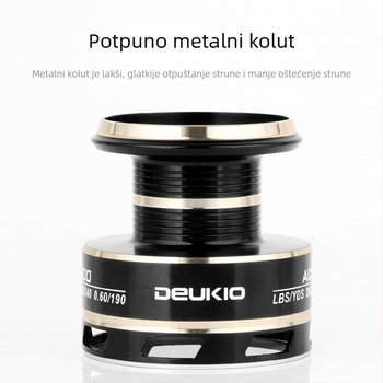 DEUKIO Fun okretni ribolovni kolut s potpuno metalnim kućištem i cijevi za najlonsku liniju