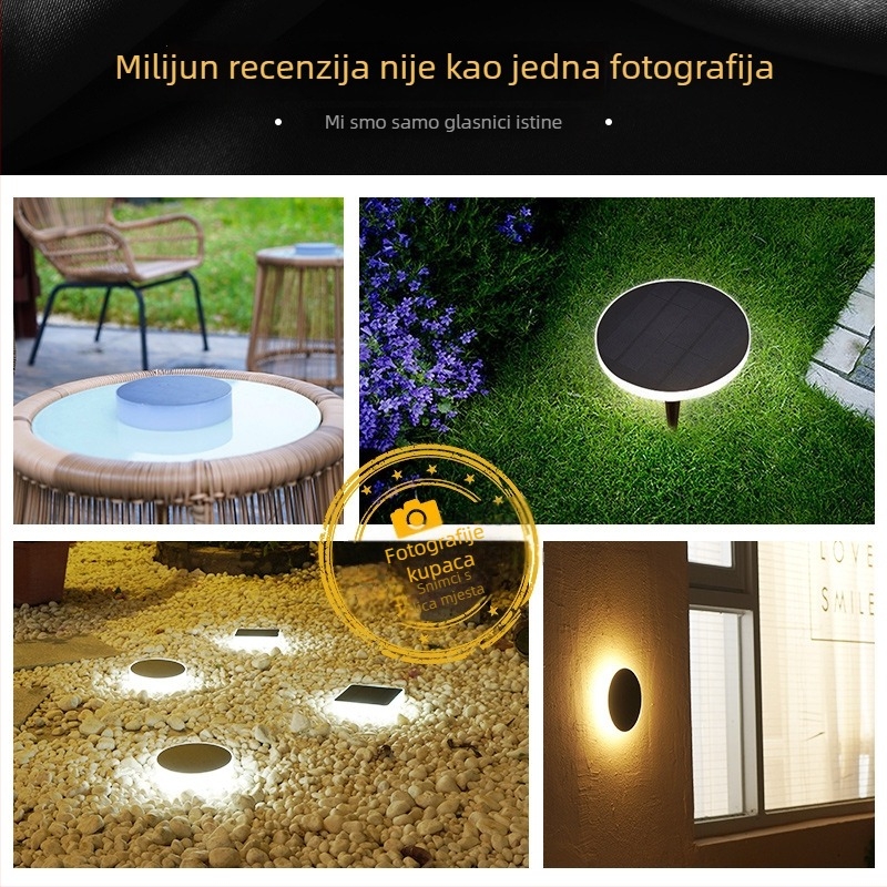 Solarna podzemna LED svjetiljka za vrt, vodootporna, vanjsko rasvjetno rješenje za zid i travnjak