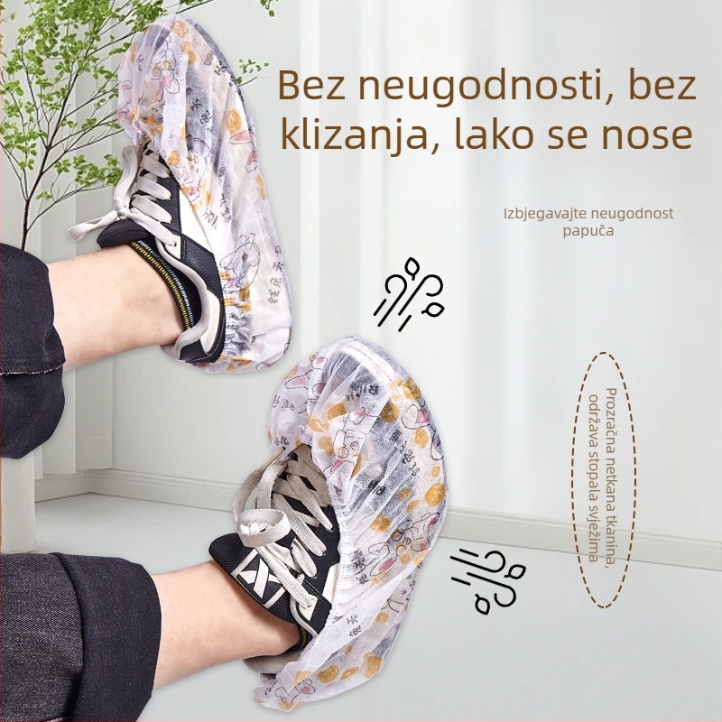 Jednokratne zaštitne navlake za cipele od netkanog materijala, deblje, s motivom zeca, za odrasle i studente, protuklizne i otporne na habanje