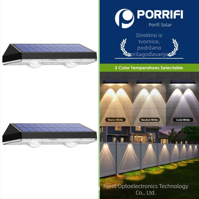 Solarna vanjska svjetiljka za vrt, vodootporna zidna rasvjeta za zid i ogradu, dekorativno osvjetljenje krajolika za kuću ili vilu