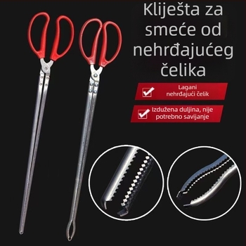 Nehrđajući čelik, hvatač s dugim držalom za hvatanje riba, rakova i predmeta