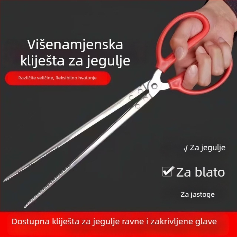 Nehrđajući čelik, hvatač s dugim držalom za hvatanje riba, rakova i predmeta