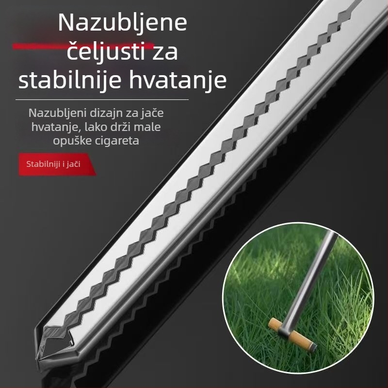 Nehrđajući čelik, hvatač s dugim držalom za hvatanje riba, rakova i predmeta