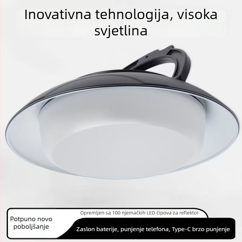 Solarna kamping lampa s ambijentalnim osvjetljenjem, vodootporna podzemna svjetlost za dvorište i šator, UFO disk svjetlo