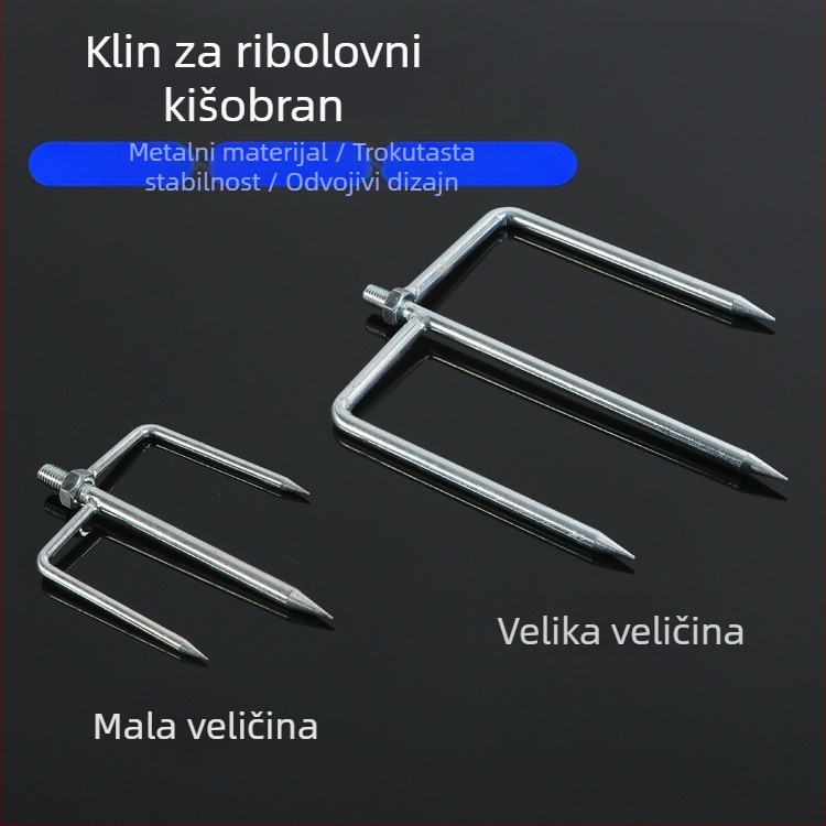 Metalni zemljani kolac za ribarski kišobran s trokutastim držačem i stalak za kišobran