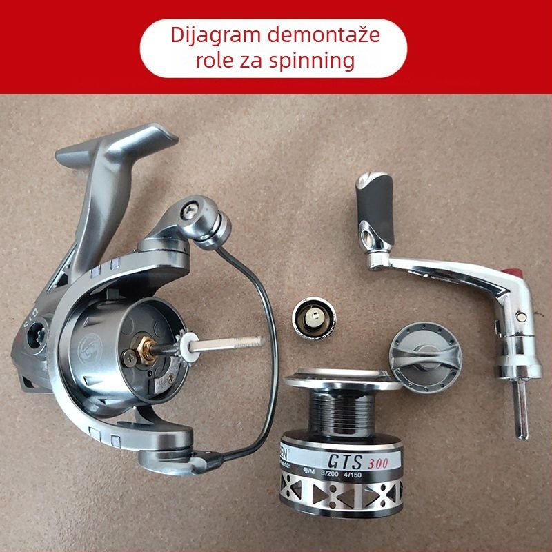 TEBEN špining kolut – nehrđajući čelik, potpuno metalno kućište, navijač za najl, otporan na morsku vodu, dugi domet bacanja, bez igranja
