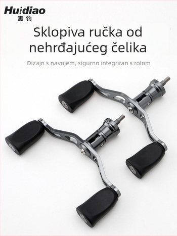Ručka za spinnerski navijač Hui Diao — vijčana ugradnja, sklopiva, dvostruka ručka, vodootporan metal