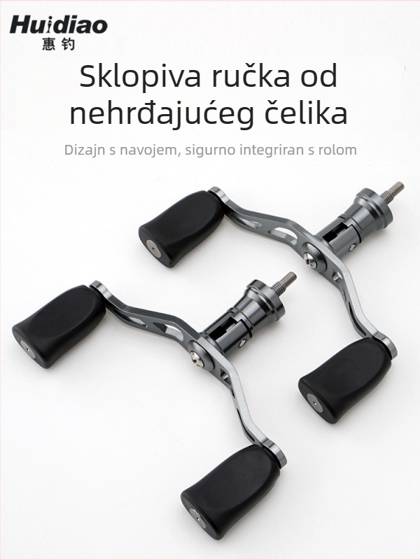 Ručka za spinnerski navijač Hui Diao — vijčana ugradnja, sklopiva, dvostruka ručka, vodootporan metal