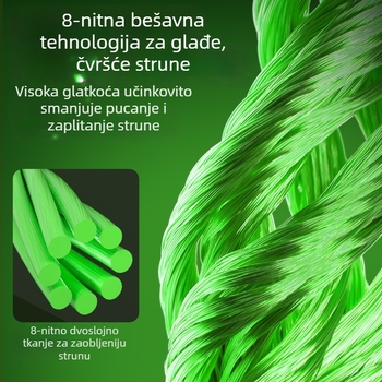 PE ribolovna glavna linija, 12-žilna, 8-žilna, glatka za dugačke bacanja, crna