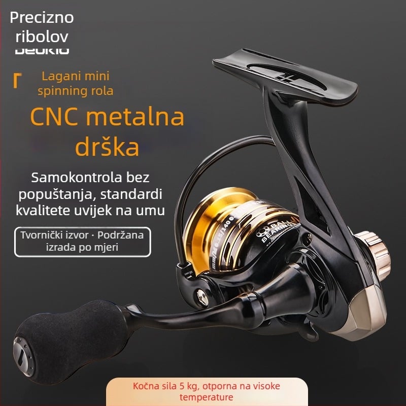 DEUKIO Cjelokovinski mikro spinning kolut — ultra lagan mini kolut za pecanje mamcima