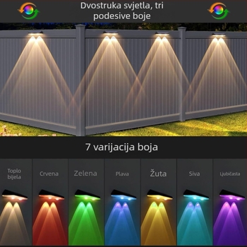 Solarna zidna svjetiljka za vanjsku upotrebu, vodootporna, za terasu i balkon, dekorativno osvjetljenje i atmosfera u vrtu, reflektori