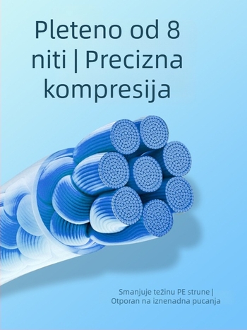 Pletena PE ribolovna linija, glavna linija, 100 m, 8 vlakana, visoke čvrstoće