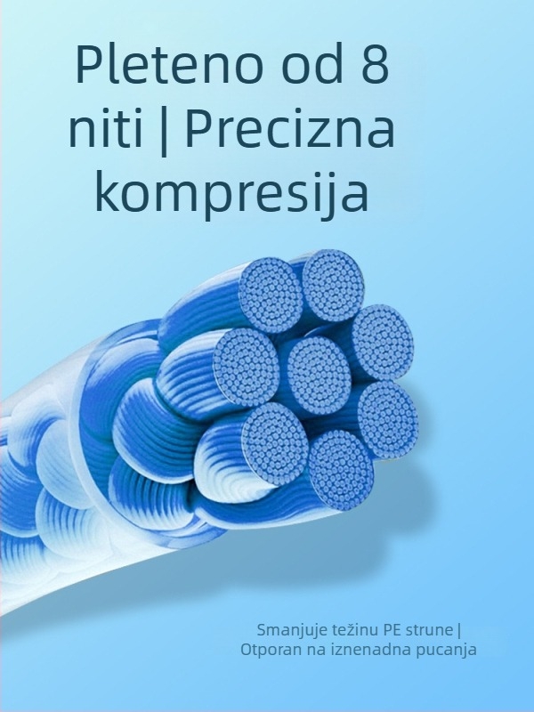 Pletena PE ribolovna linija, glavna linija, 100 m, 8 vlakana, visoke čvrstoće