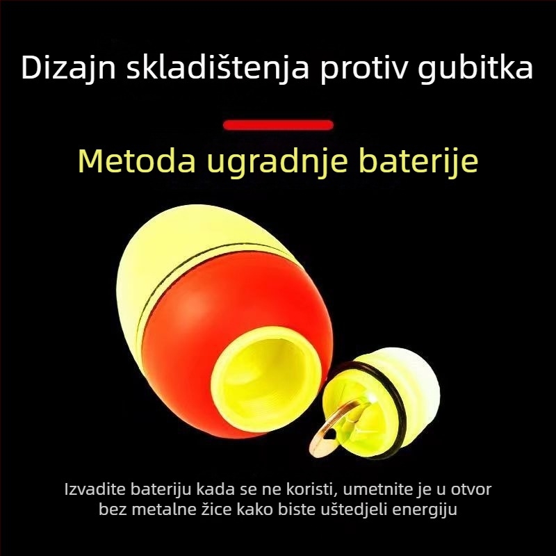 Elektronički svijetleći EVA plovak za ribolov, dvobojni, s velikim tijelom za bacanje
