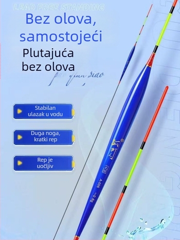 Bez olova, samostojeći plutajući plovak s tankom repom i dugim nogama, otporan na vjetar i struju