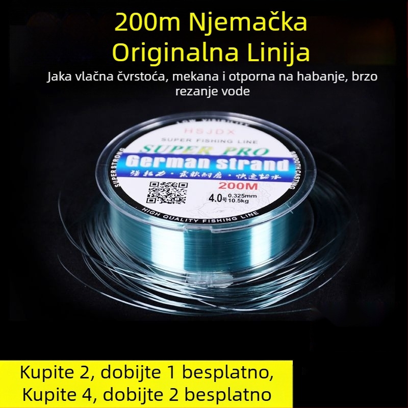 Nylon ribolovni konac, dužine 200 m, glavna linija i vodilica za morski ribolov te lov na umjetne mamce, izuzetna čvrstoća