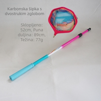 Šareni dječji mrežni set s karbonskim štapom, lagan za vanjski ribolov