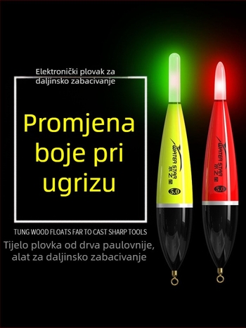 Elektronska plutajuća signalizacija ugriza s promjenjivom bojom, za ribolov na stijeni, duga bacanja, morski i noćni ribolov za velike šarane
