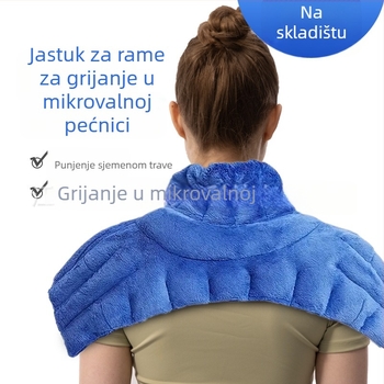 Mikrovalno zagrijavajući jastuk za rame s punjenjem od lana i keramičkih zrncima, za grijanje ramena i vrata, s Velcro kopčom